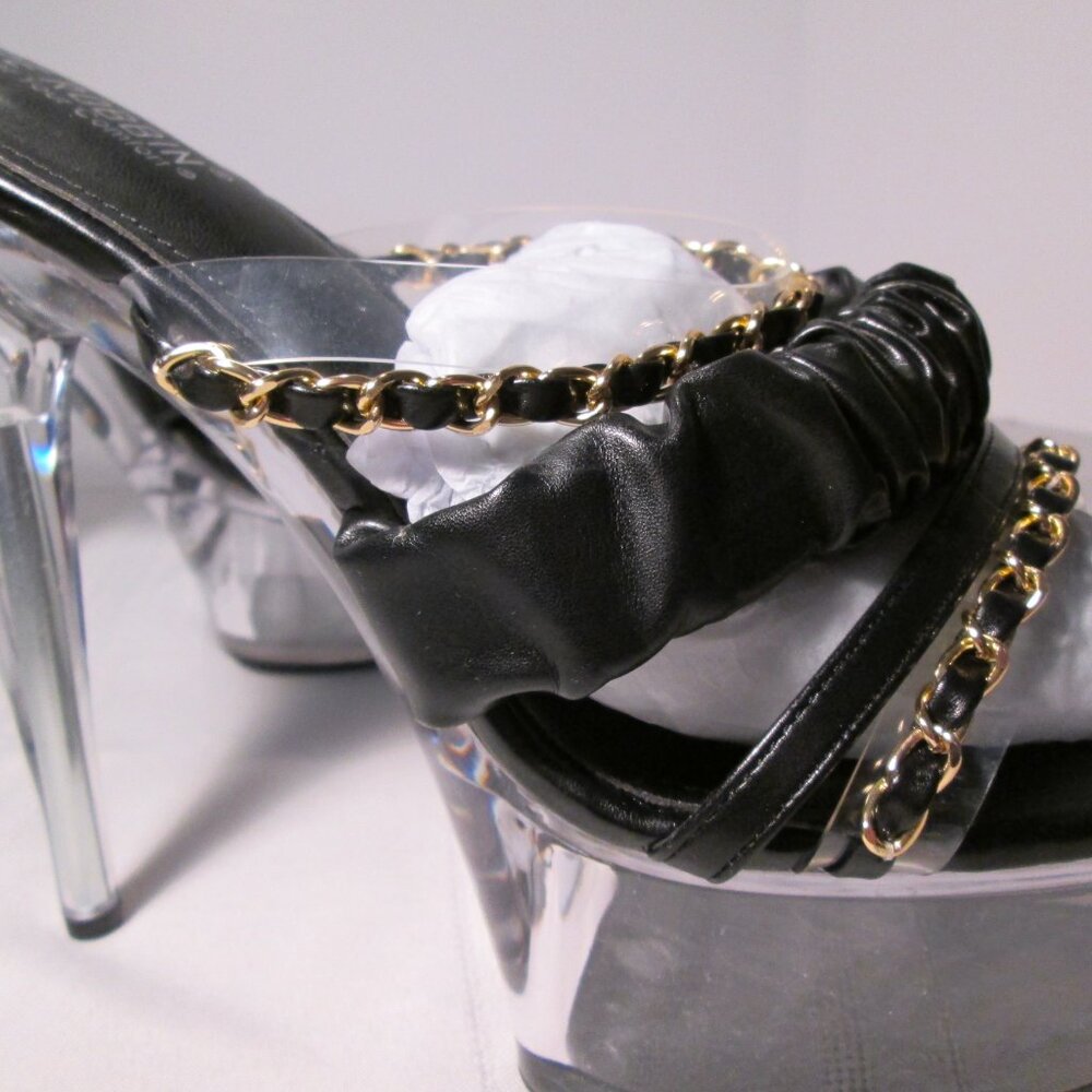 Cape Robbin Callum Black Gold Chain Platform Heels Sz 11 - Picture 4 of 11